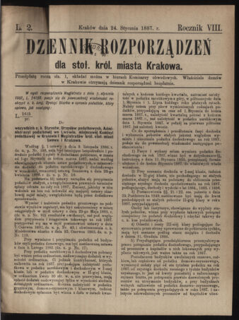 Dziennik rozporzaden dla stol. krol. m. Krakowa 18870124 Seite: 1