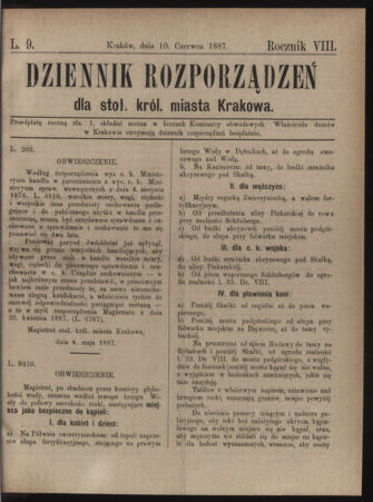 Dziennik rozporzaden dla stol. krol. m. Krakowa 18870610 Seite: 1