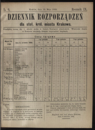 Dziennik rozporzaden dla stol. krol. m. Krakowa