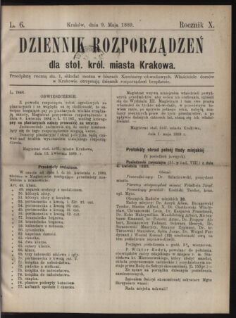 Dziennik rozporzaden dla stol. krol. m. Krakowa 18890509 Seite: 1