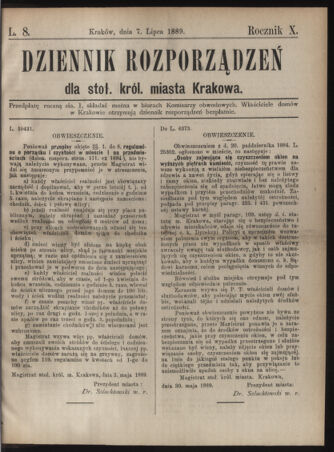 Dziennik rozporzaden dla stol. krol. m. Krakowa 18890707 Seite: 1