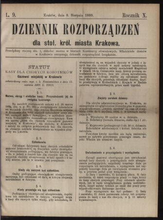 Dziennik rozporzaden dla stol. krol. m. Krakowa 18890808 Seite: 1