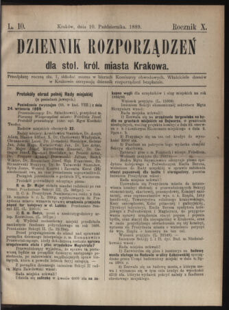 Dziennik rozporzaden dla stol. krol. m. Krakowa 18891010 Seite: 1