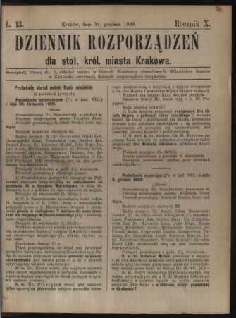 Dziennik rozporzaden dla stol. krol. m. Krakowa 18891231 Seite: 1