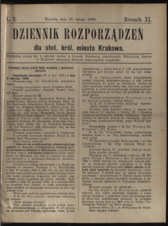 Dziennik rozporzaden dla stol. krol. m. Krakowa 18900210 Seite: 1