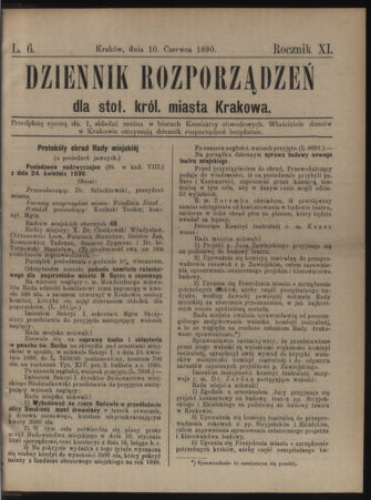 Dziennik rozporzaden dla stol. krol. m. Krakowa 18900610 Seite: 1