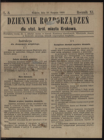 Dziennik rozporzaden dla stol. krol. m. Krakowa 18900810 Seite: 1