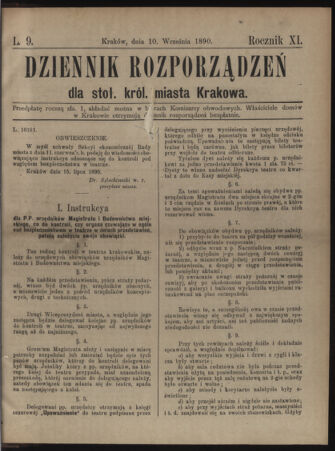 Dziennik rozporzaden dla stol. krol. m. Krakowa 18900910 Seite: 1