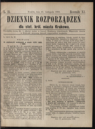 Dziennik rozporzaden dla stol. krol. m. Krakowa 18901110 Seite: 1