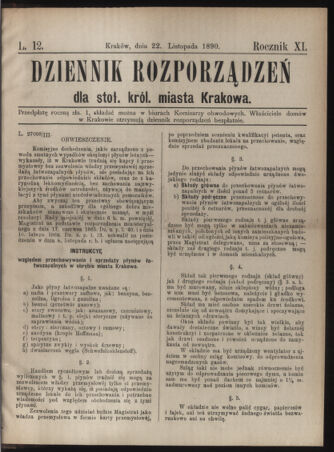 Dziennik rozporzaden dla stol. krol. m. Krakowa 18901122 Seite: 1