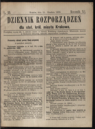 Dziennik rozporzaden dla stol. krol. m. Krakowa 18901215 Seite: 1