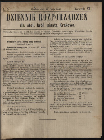 Dziennik rozporzaden dla stol. krol. m. Krakowa 18910510 Seite: 1