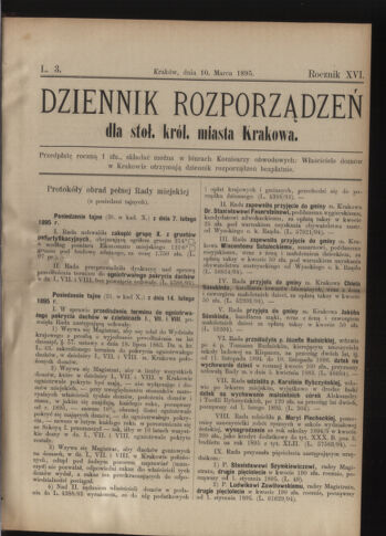 Dziennik rozporzaden dla stol. krol. m. Krakowa 18950310 Seite: 1