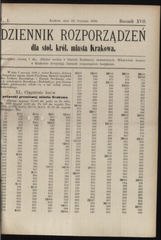 Dziennik rozporzaden dla stol. krol. m. Krakowa 18960110 Seite: 1