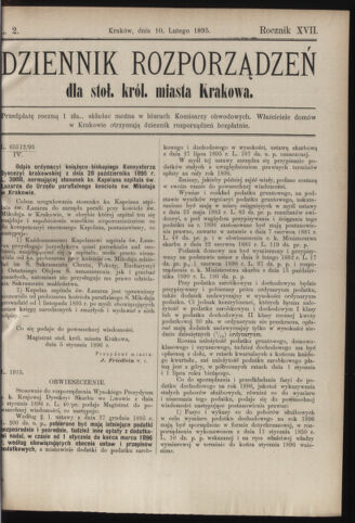 Dziennik rozporzaden dla stol. krol. m. Krakowa 18960210 Seite: 1