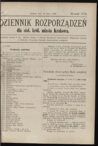 Dziennik rozporzaden dla stol. krol. m. Krakowa 18960710 Seite: 1