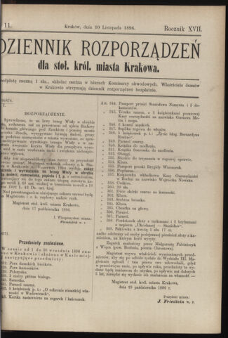 Dziennik rozporzaden dla stol. krol. m. Krakowa 18961110 Seite: 1