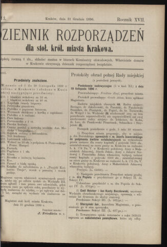 Dziennik rozporzaden dla stol. krol. m. Krakowa 18961231 Seite: 1