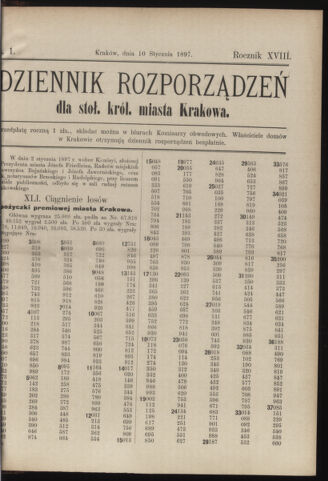 Dziennik rozporzaden dla stol. krol. m. Krakowa 18970110 Seite: 1