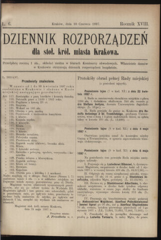 Dziennik rozporzaden dla stol. krol. m. Krakowa 18970610 Seite: 1