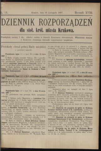 Dziennik rozporzaden dla stol. krol. m. Krakowa 18971110 Seite: 1