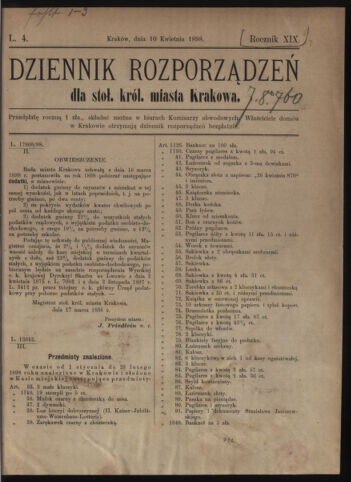 Dziennik rozporzaden dla stol. krol. m. Krakowa 18980410 Seite: 1