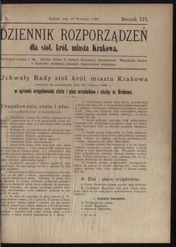 Dziennik rozporzaden dla stol. krol. m. Krakowa 18980910 Seite: 1