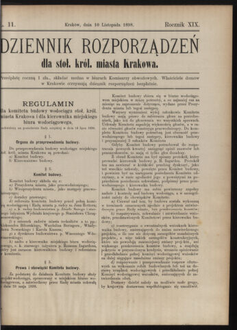 Dziennik rozporzaden dla stol. krol. m. Krakowa 18981110 Seite: 1