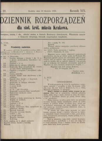 Dziennik rozporzaden dla stol. krol. m. Krakowa 18981210 Seite: 1