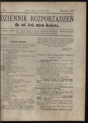 Dziennik rozporzaden dla stol. krol. m. Krakowa 18981231 Seite: 1