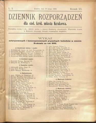 Dziennik rozporzaden dla stol. krol. m. Krakowa 18990210 Seite: 1