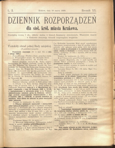 Dziennik rozporzaden dla stol. krol. m. Krakowa 18990310 Seite: 1