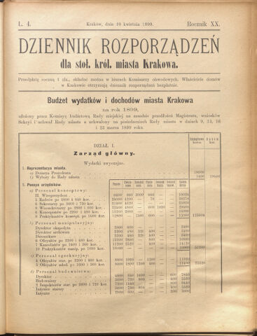 Dziennik rozporzaden dla stol. krol. m. Krakowa