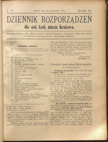 Dziennik rozporzaden dla stol. krol. m. Krakowa 18991010 Seite: 1