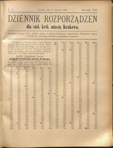 Dziennik rozporzaden dla stol. krol. m. Krakowa 19000110 Seite: 1