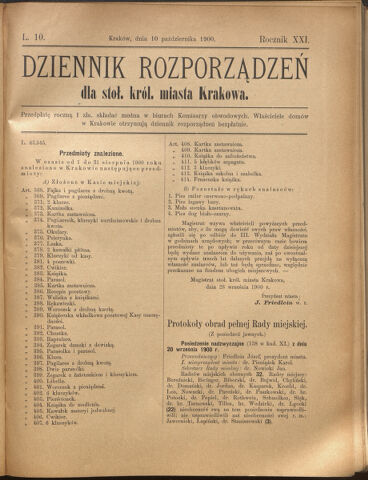 Dziennik rozporzaden dla stol. krol. m. Krakowa 19001010 Seite: 1