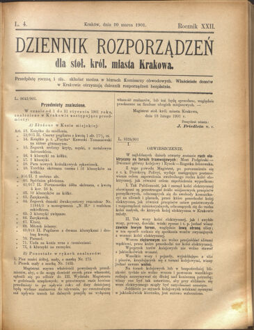 Dziennik rozporzaden dla stol. krol. m. Krakowa 19010310 Seite: 1