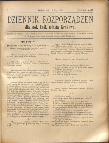 Dziennik rozporzaden dla stol. krol. m. Krakowa 19010710 Seite: 1