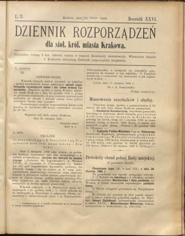 Dziennik rozporzaden dla stol. krol. m. Krakowa 19050210 Seite: 1