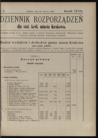 Dziennik rozporzaden dla stol. krol. m. Krakowa