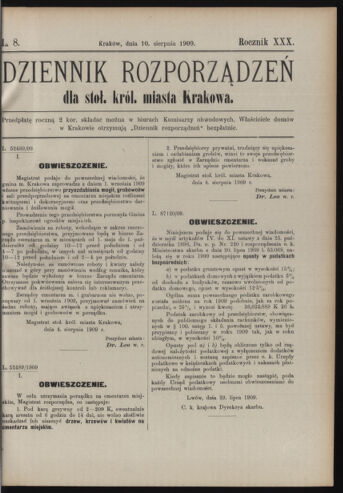 Dziennik rozporzaden dla stol. krol. m. Krakowa 19090810 Seite: 1