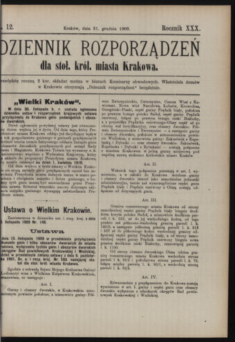 Dziennik rozporzaden dla stol. krol. m. Krakowa 19091231 Seite: 1