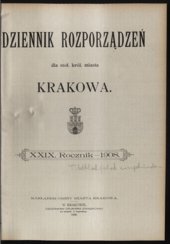 Dziennik rozporzaden dla stol. krol. m. Krakowa 19091231 Seite: 23