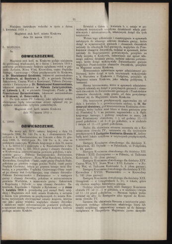 Dziennik rozporzaden dla stol. krol. m. Krakowa 19100331 Seite: 3