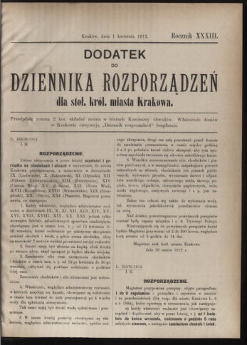 Dziennik rozporzaden dla stol. krol. m. Krakowa 19120401 Seite: 1