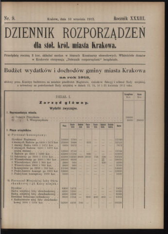 Dziennik rozporzaden dla stol. krol. m. Krakowa 19120910 Seite: 1