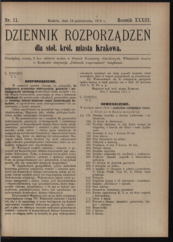 Dziennik rozporzaden dla stol. krol. m. Krakowa 19121015 Seite: 1