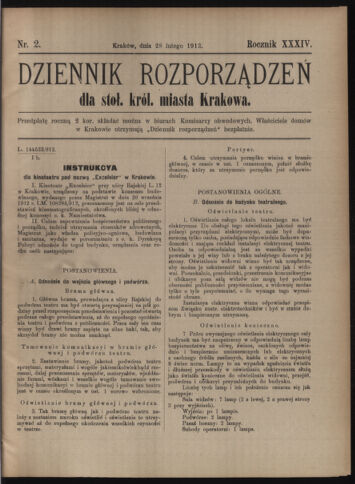 Dziennik rozporzaden dla stol. krol. m. Krakowa 19130228 Seite: 1