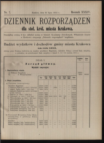 Dziennik rozporzaden dla stol. krol. m. Krakowa 19130731 Seite: 1