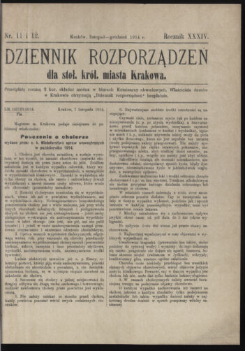 Dziennik rozporzaden dla stol. krol. m. Krakowa 19141130 Seite: 1